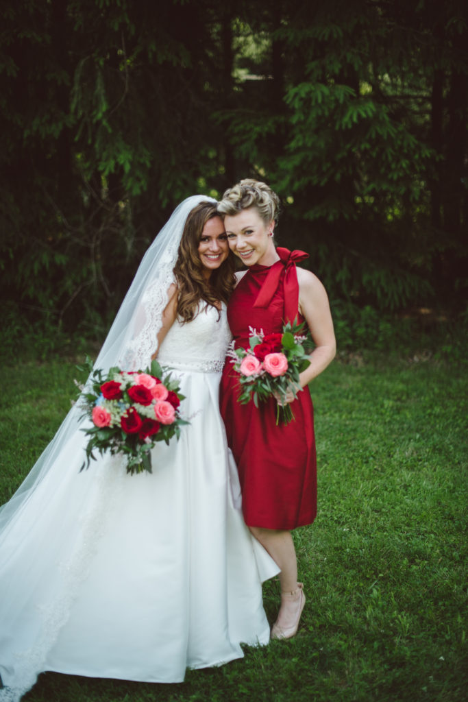 Nichole and Bridesmaid in Red